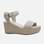 Sandalia plataforma perla de cuero para mujer - Hueso