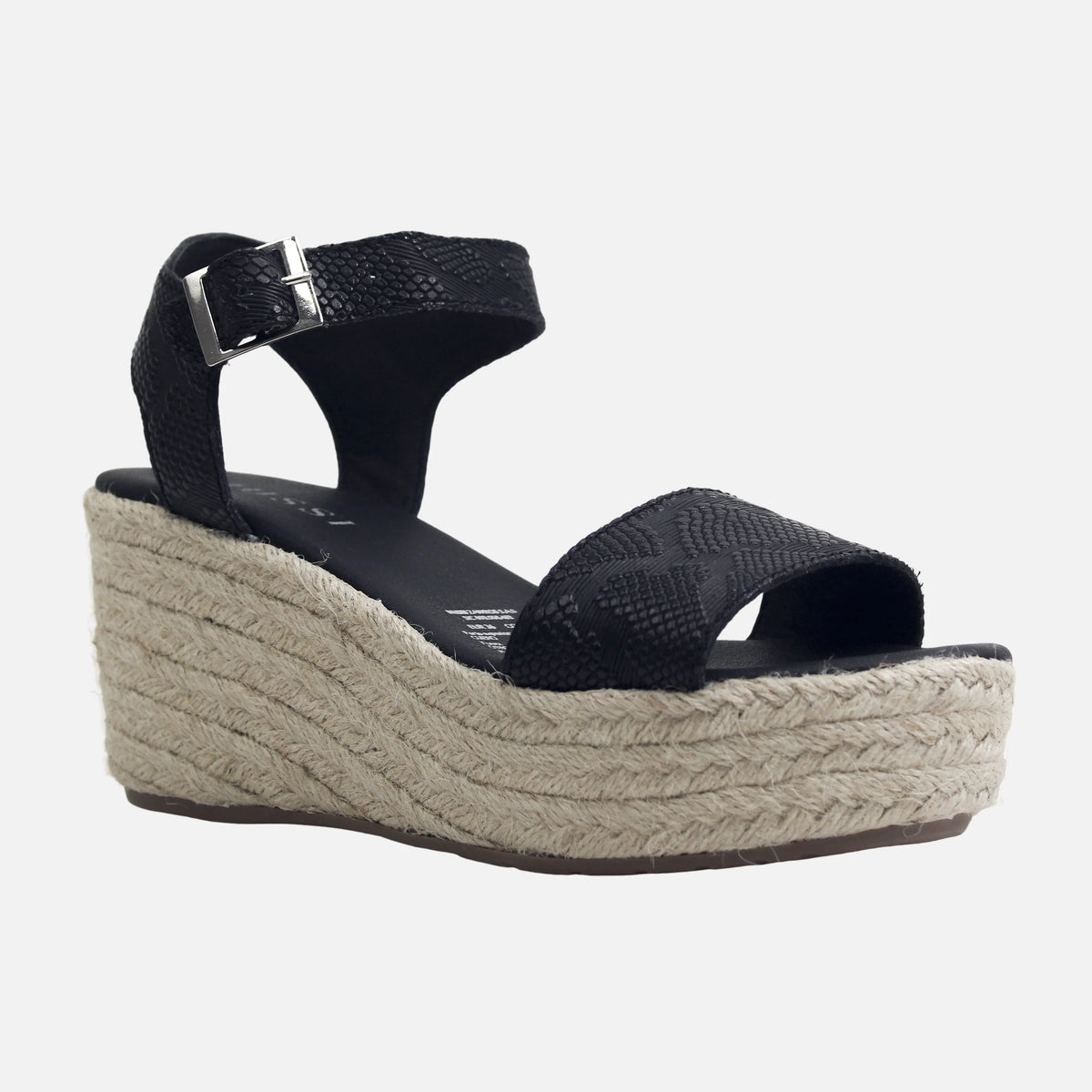 Sandalia plataforma perla de cuero para mujer - Negro