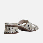 Sandalia tacon violeta  de cuero para mujer - Cafe