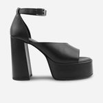 Sandalia tacon plataforma alya de cuero para mujer - Negro