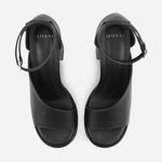 Sandalia tacon plataforma alya de cuero para mujer - Negro