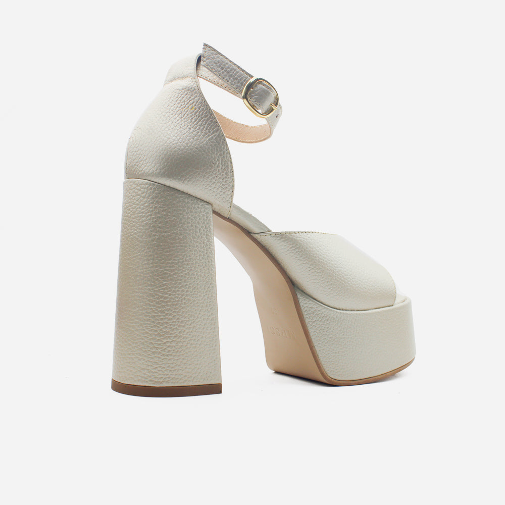Sandalia tacon plataforma alya de cuero para mujer - Champaña