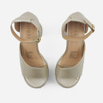 Sandalia tacon plataforma alya de cuero para mujer - Champaña