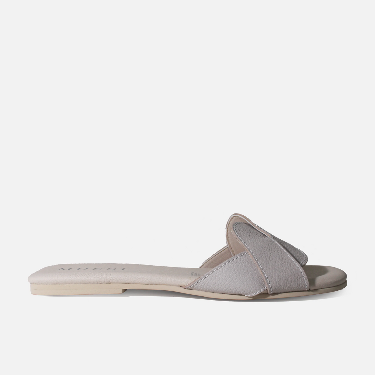 Sandalia plana sierra de cuero para mujer - Gris