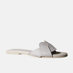 Sandalia plana sierra de cuero para mujer - Gris