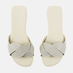 Sandalia plana sierra de cuero para mujer - Gris