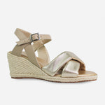 Sandalia plataforma leilani de cuero para mujer - Oro