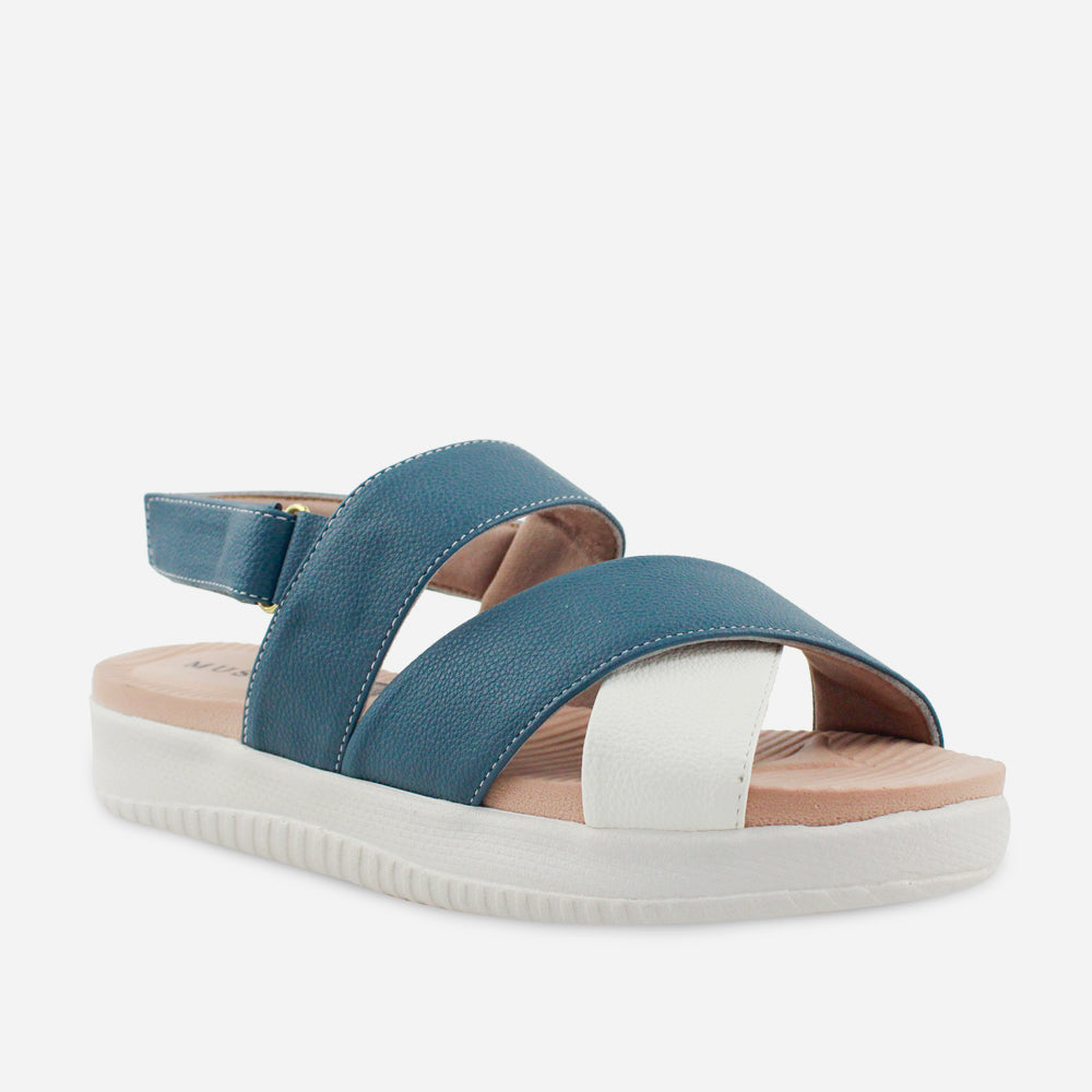 Sandalia flatform estrella de sintético para mujer - Azul