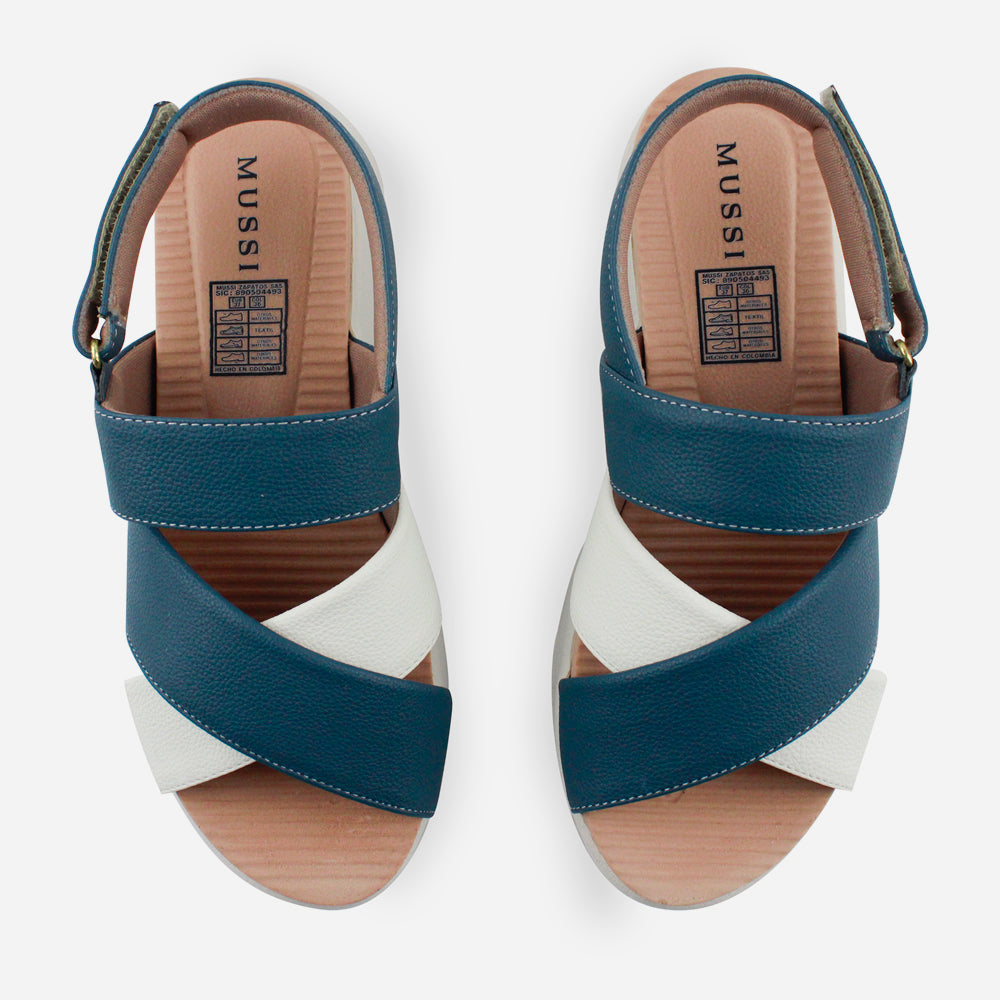 Sandalia flatform estrella de sintético para mujer - Azul