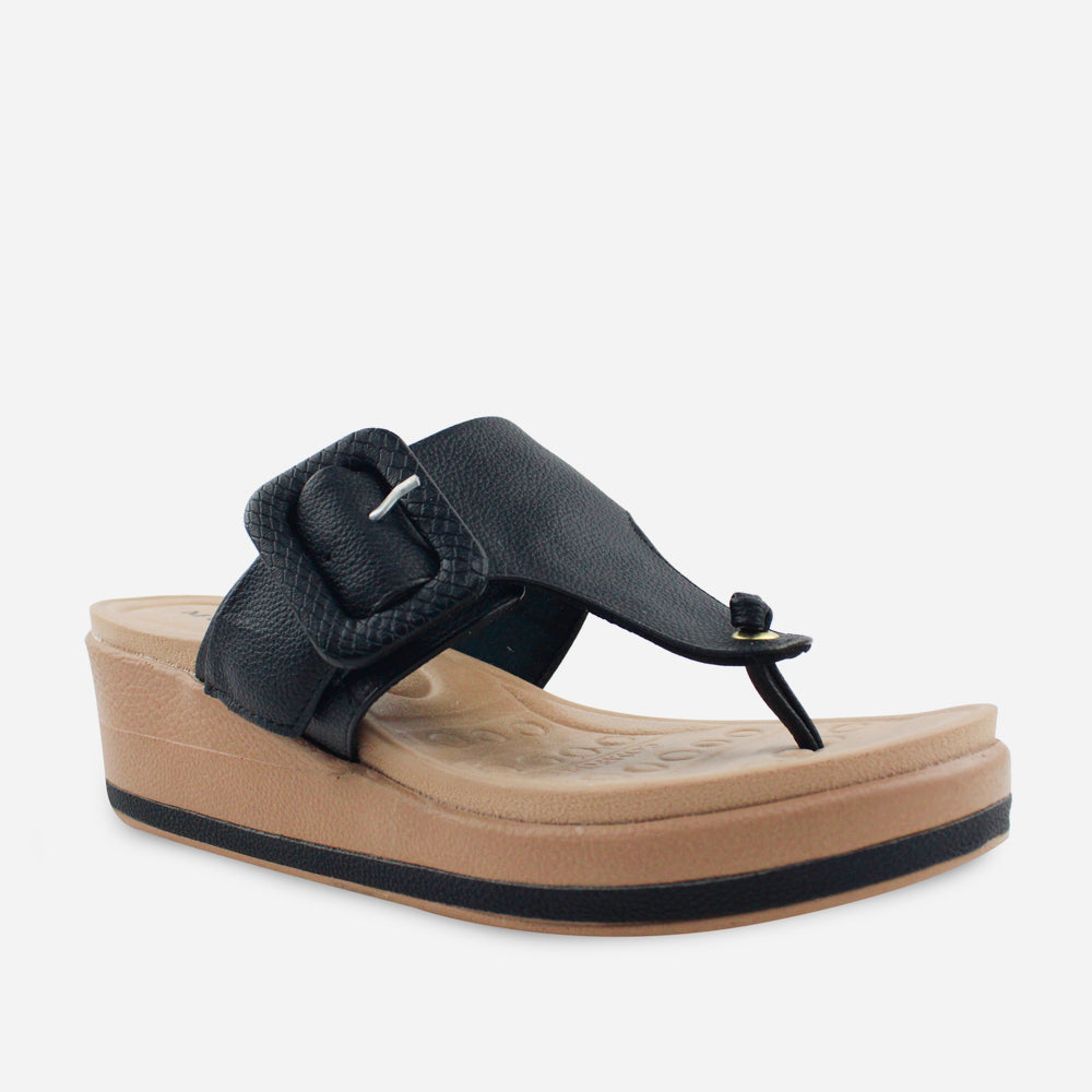 Sandalia flatform euria de sintético para mujer - Negro