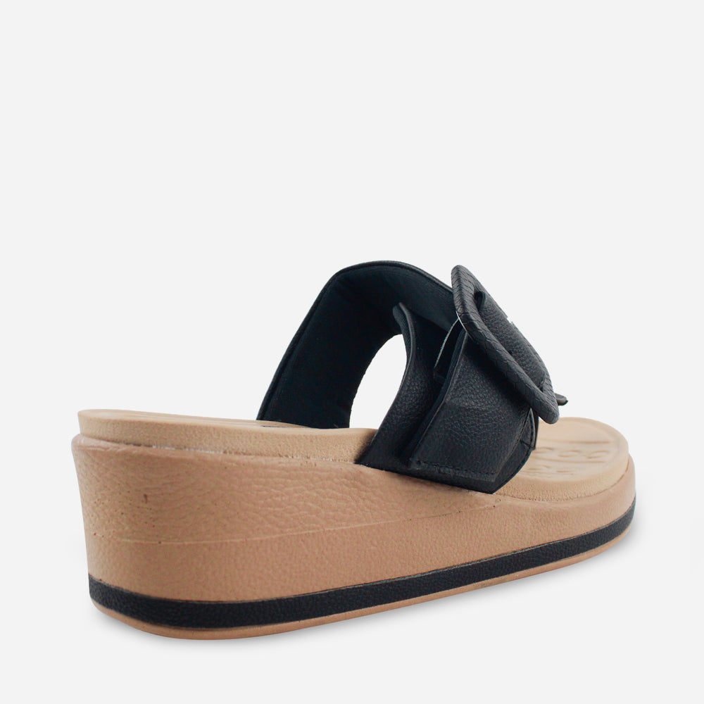 Sandalia flatform euria de sintético para mujer - Negro