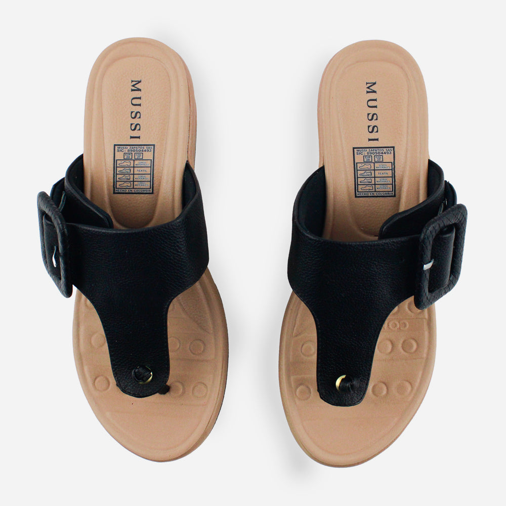 Sandalia flatform euria de sintético para mujer - Negro