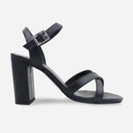 Sandalia tacon rita de cuero para mujer - Negro