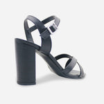 Sandalia tacon rita de cuero para mujer - Negro