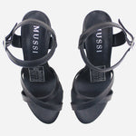 Sandalia tacon rita de cuero para mujer - Negro