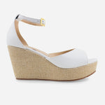 Sandalia plataforma lotus de cuero para mujer - Blanco