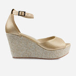 Sandalia plataforma lotus de cuero para mujer - Oro