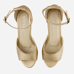 Sandalia plataforma lotus de cuero para mujer - Oro