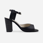 Sandalia tacon silver de cuero para mujer - Negro