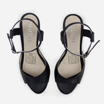 Sandalia tacon silver de cuero para mujer - Negro