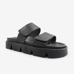 Sandalia chunky dublin de cuero para mujer - Negro