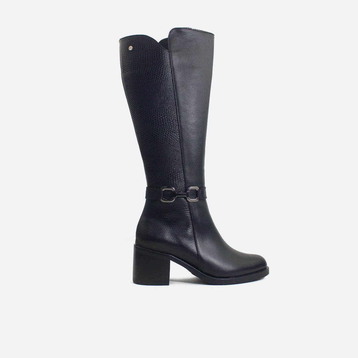 Bota tacon valerie de cuero para mujer - Negro