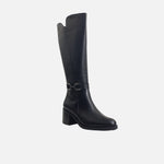 Bota tacon valerie de cuero para mujer - Negro