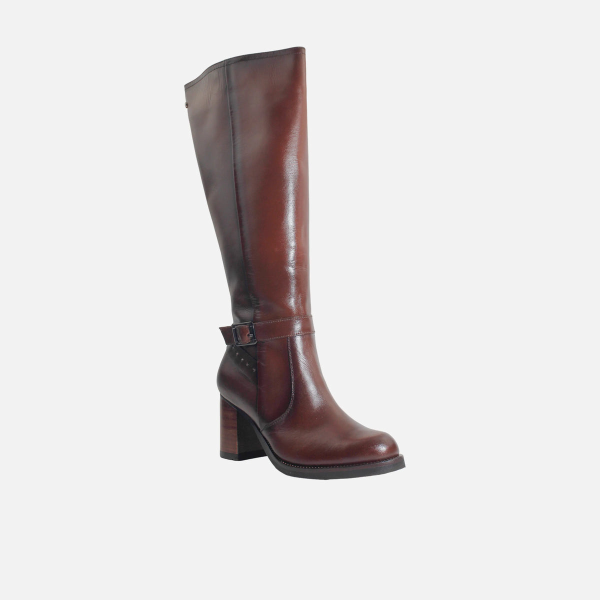 Bota tacon baia de cuero para mujer - Miel