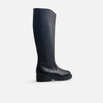 Bota plana dalinda de cuero para mujer - Negro