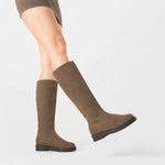 Bota plana dalinda de cuero para mujer - Miel