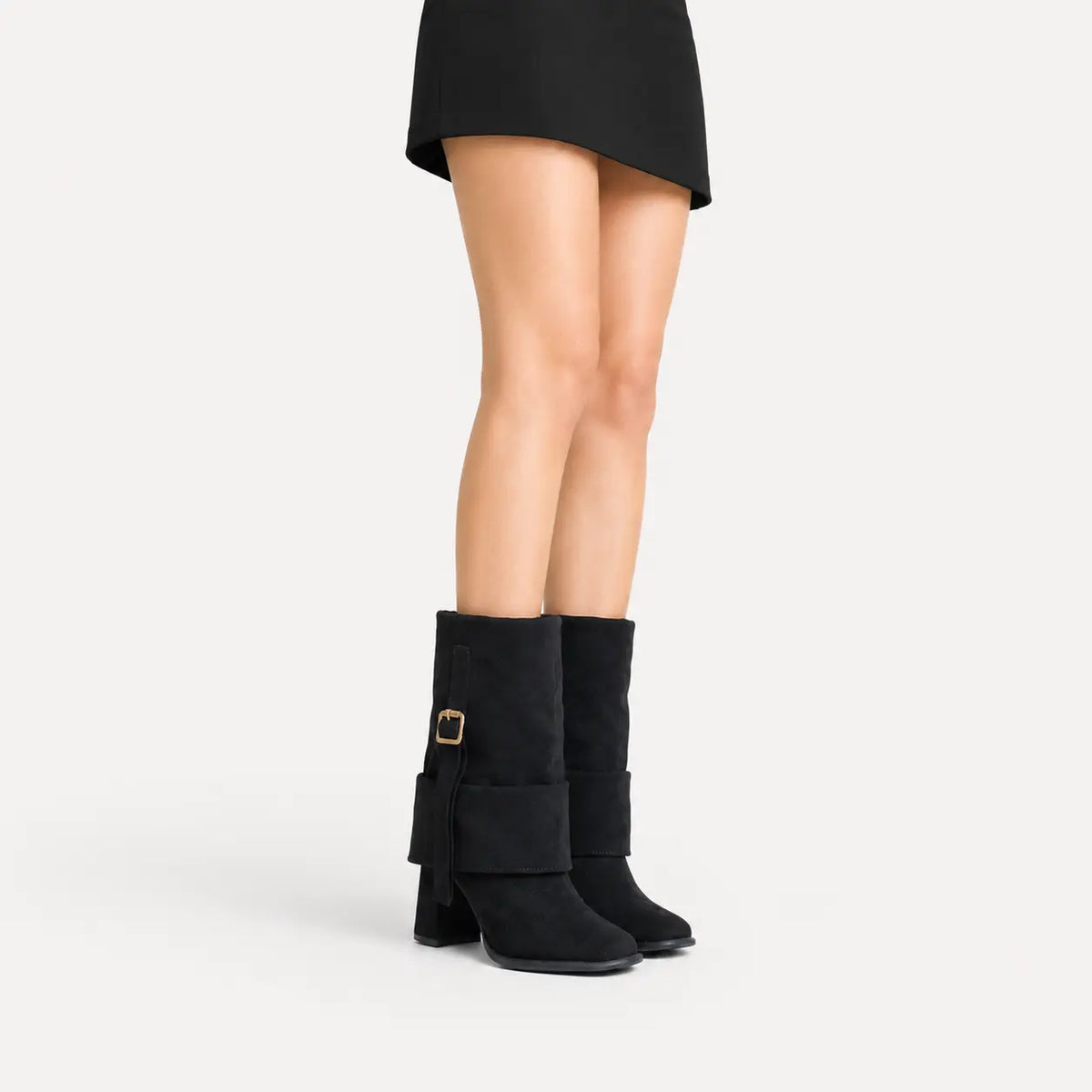 Bota tacon elaris de textil para mujer - Negro