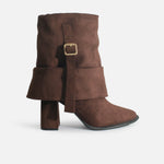 Bota tacon elaris de textil para mujer - Café