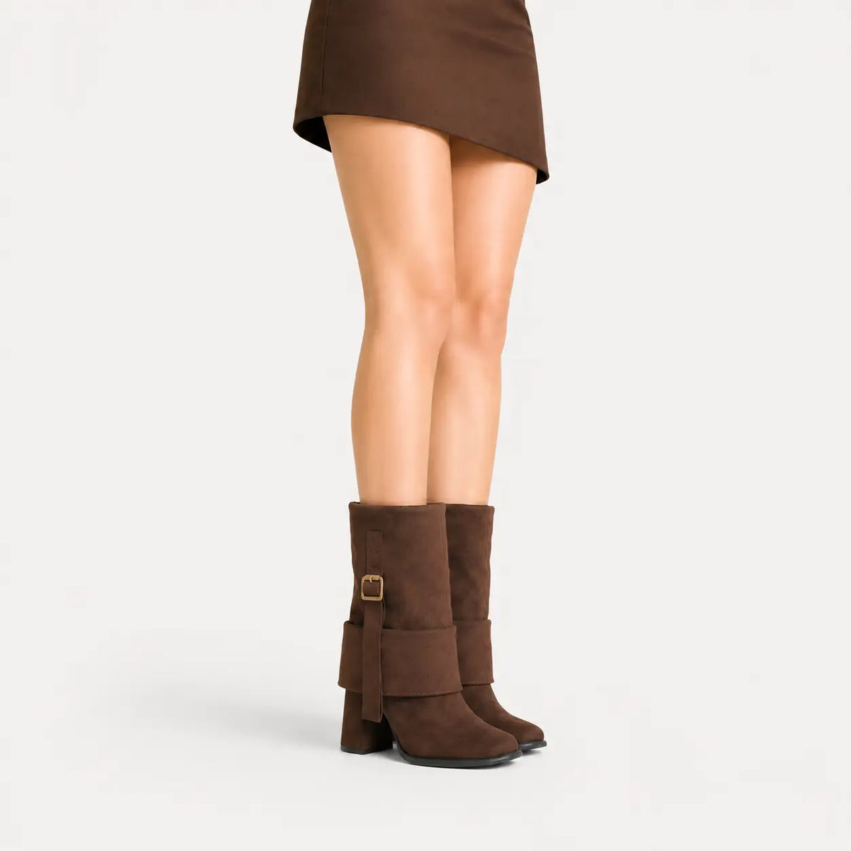 Bota tacon elaris de textil para mujer - Café