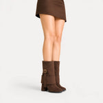 Bota tacon elaris de textil para mujer - Café