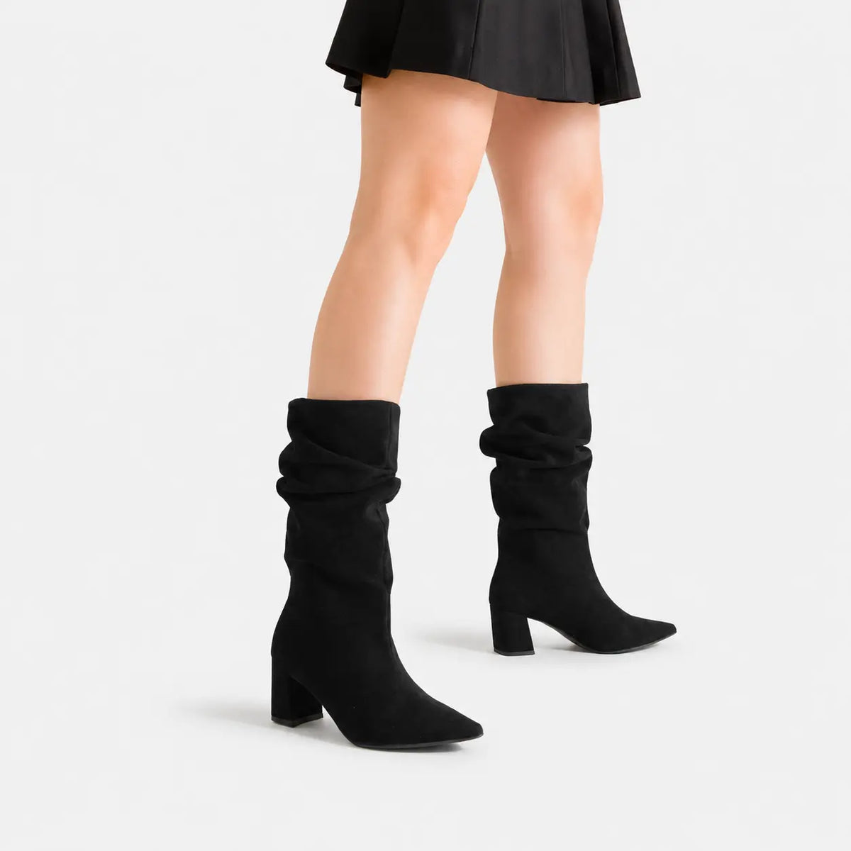 Bota tacon lysara de textil para mujer - Negro
