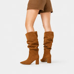 Bota tacon lysara de textil para mujer - Miel