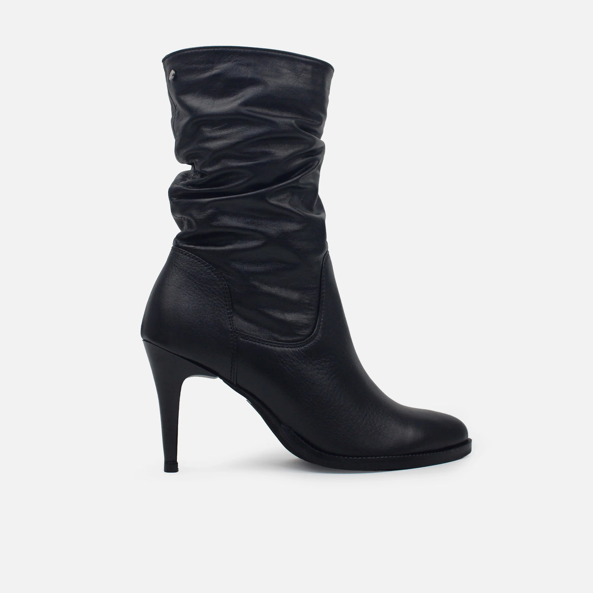 Bota tacon luciana de cuero para mujer - Negro
