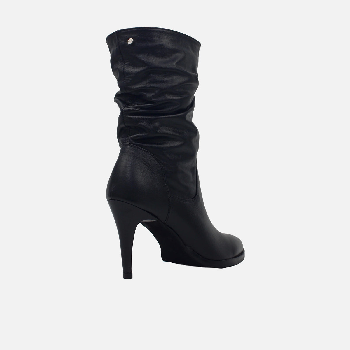 Bota tacon luciana de cuero para mujer - Negro