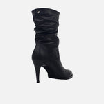 Bota tacon luciana de cuero para mujer - Negro