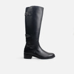 Bota tacon coralena de cuero para mujer - Negro