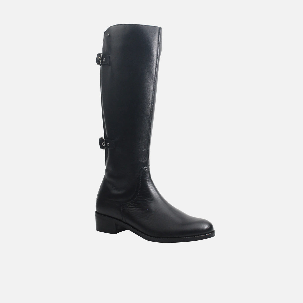 Bota tacon coralena de cuero para mujer - Negro