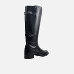 Bota tacon coralena de cuero para mujer - Negro