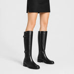Bota tacon coralena de cuero para mujer - Negro
