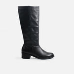 Bota tacon crystallis de cuero para mujer - Negro