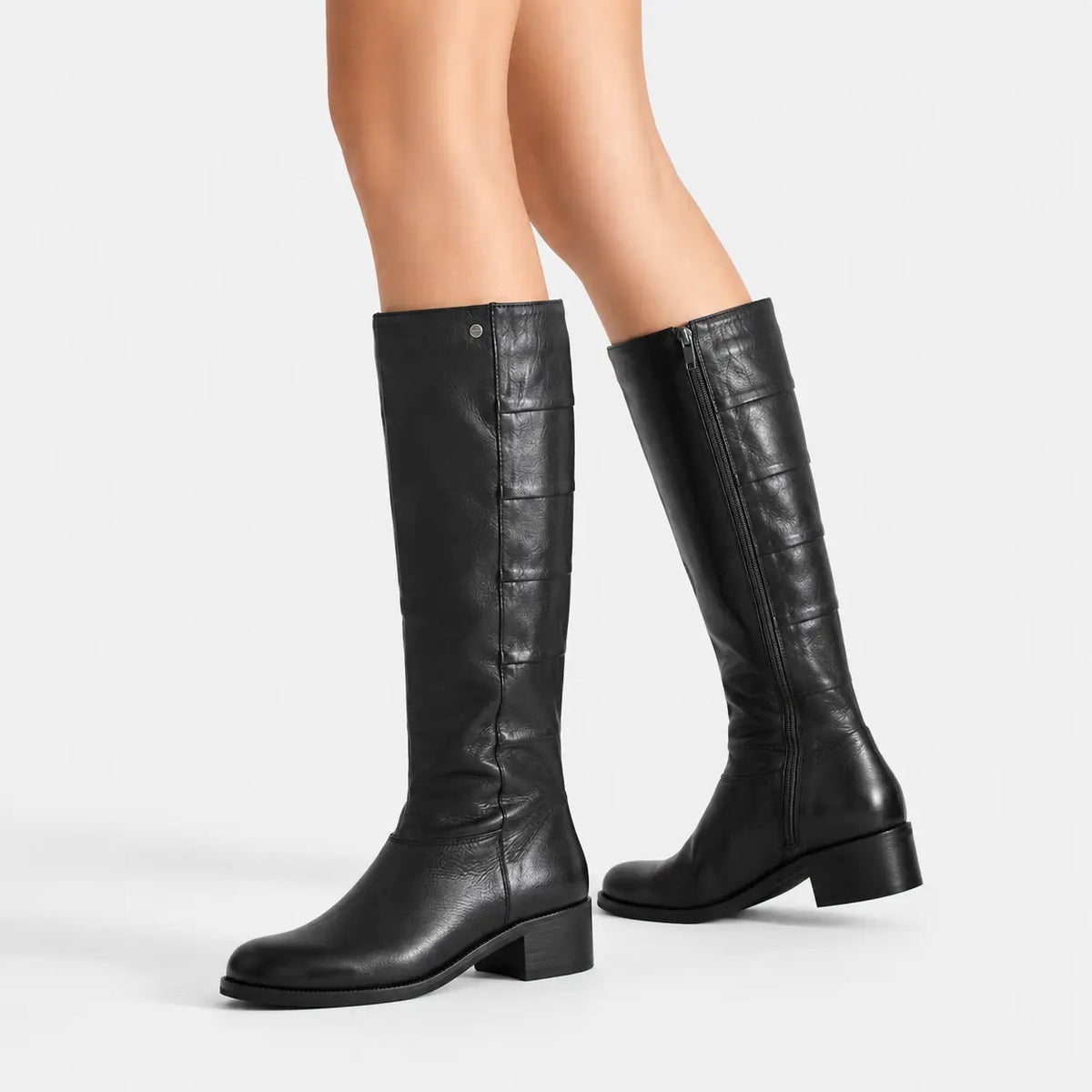 Bota tacon crystallis de cuero para mujer - Negro
