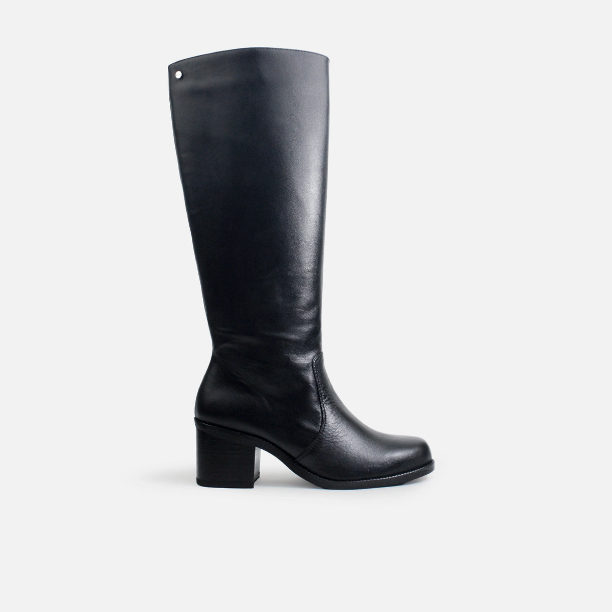 Botin tacon laguna de cuero para mujer - Negro