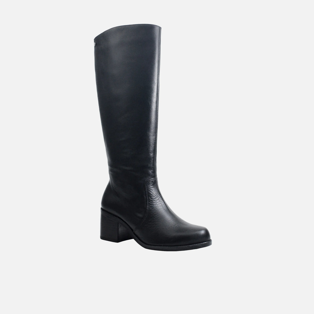 Botin tacon laguna de cuero para mujer - Negro