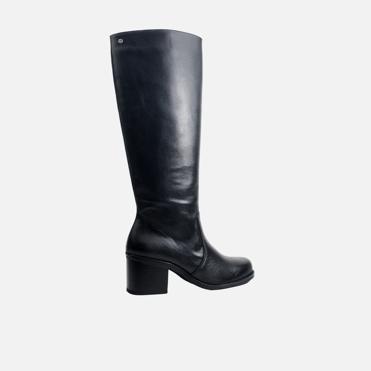 Botin tacon laguna de cuero para mujer - Negro