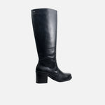 Botin tacon laguna de cuero para mujer - Negro