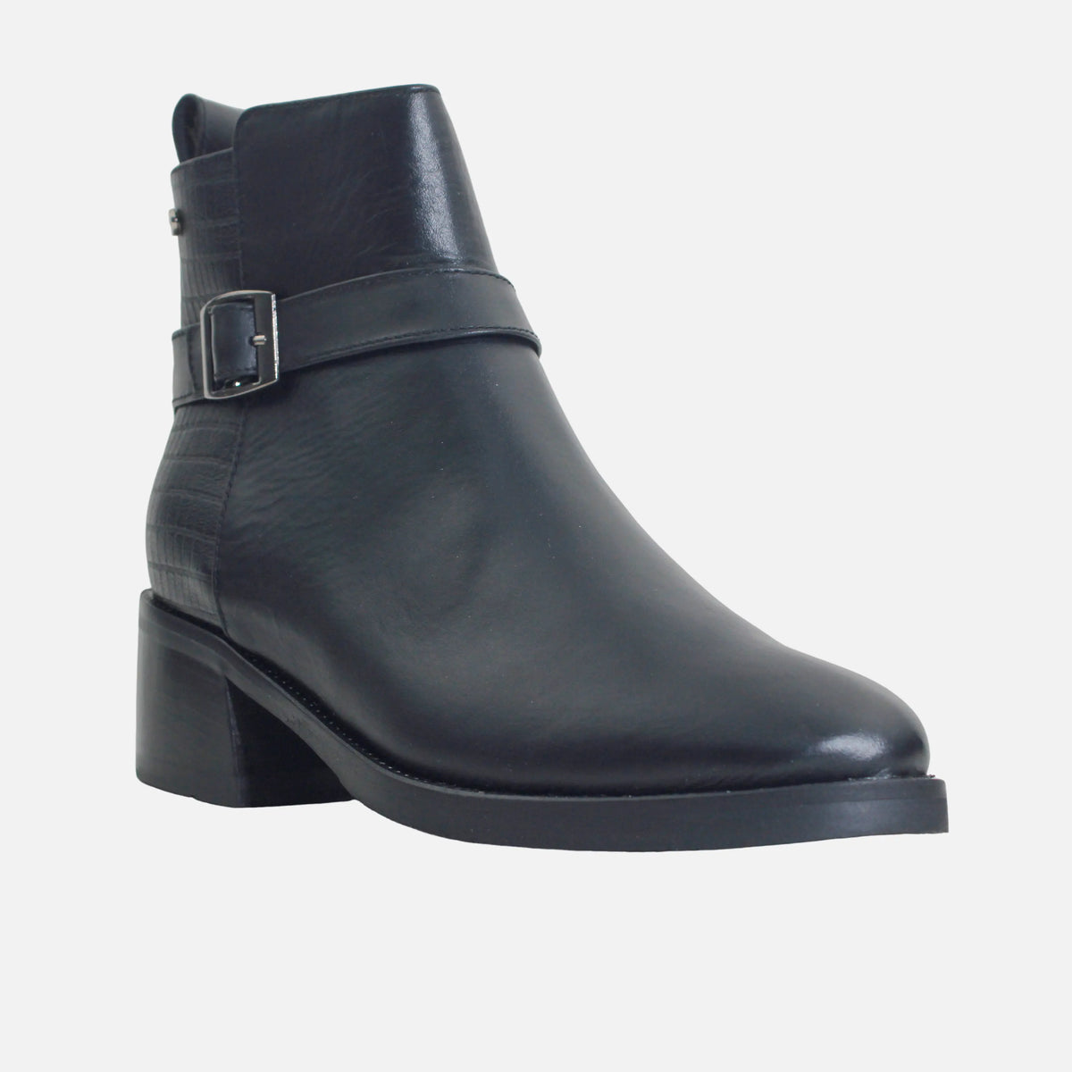 Botin tacon dakota de cuero para mujer - Negro
